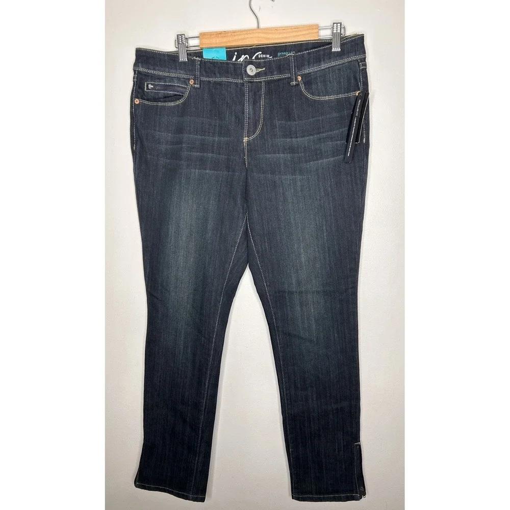 INC International Concepts Skinny Jeans Womens Dark Wash Zipper Ankle Size 12